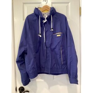 McGregor Vintage Blue Yellow Windbreaker Jacket Size 2Xl Hooded Zip Nautical